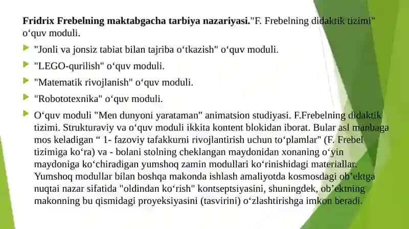 Fridrix Frebelning didaktik tizimi 2