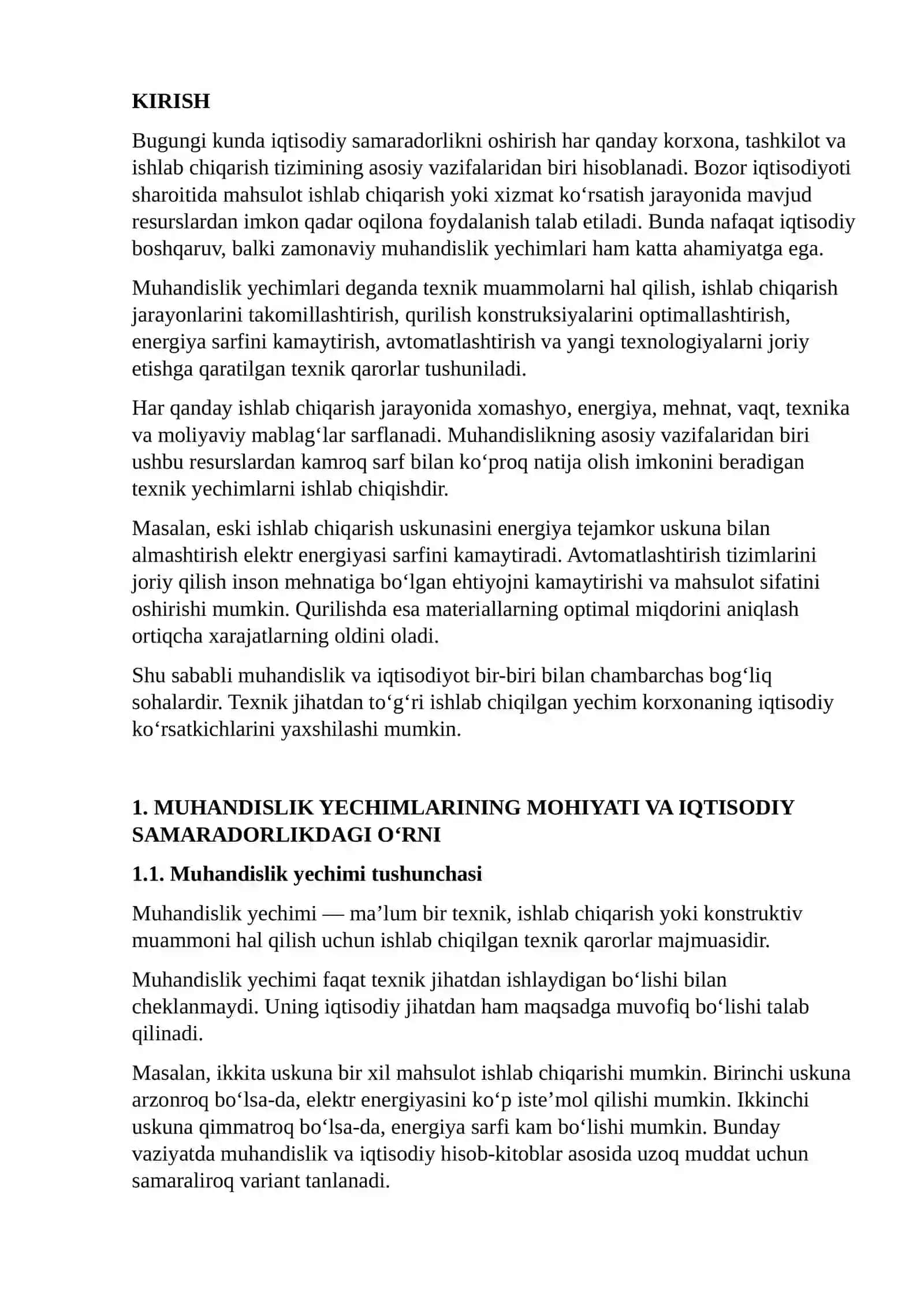 MUHANDISLIK YECHIMLARI ORQALI IQTISODIY SAMARADORLIKNI QANDAY OSHIRISH MUMKIN? 2