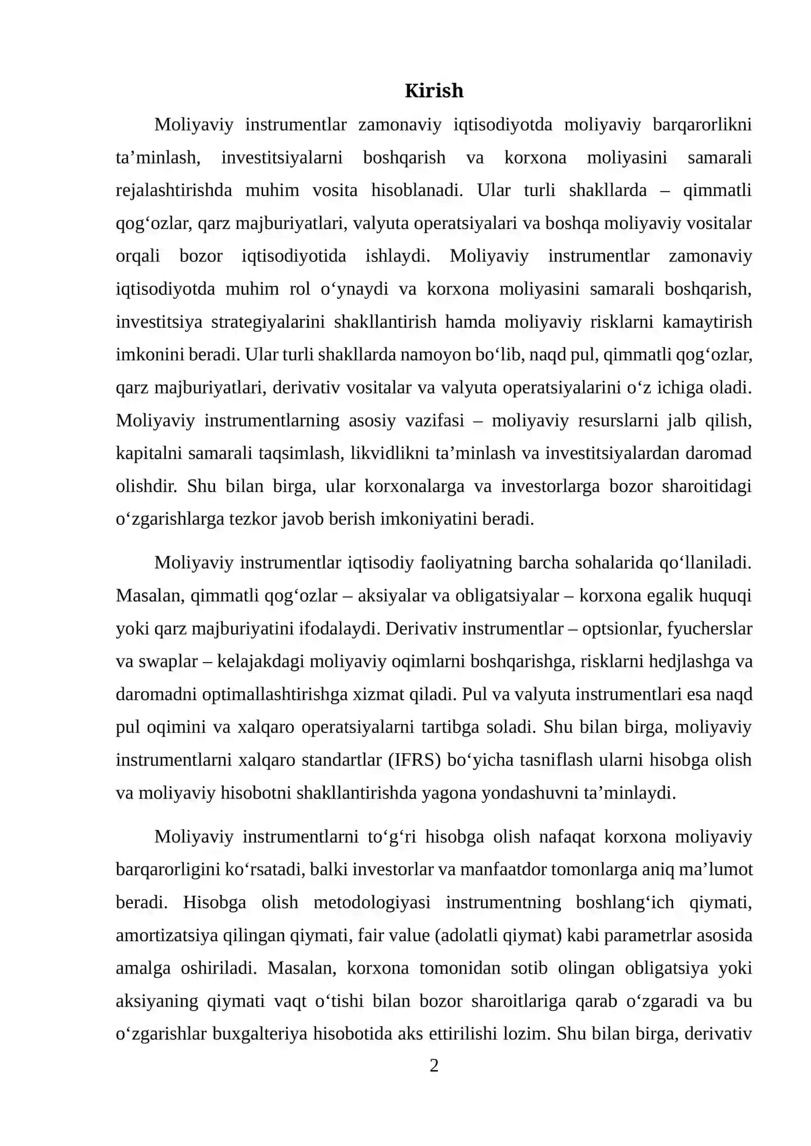 MOLIYAVIY INSTRUMENTLAR TUSHUNCHASI, TASNIFI VA HISOBGA OLISH METODOLOGIYASI 2