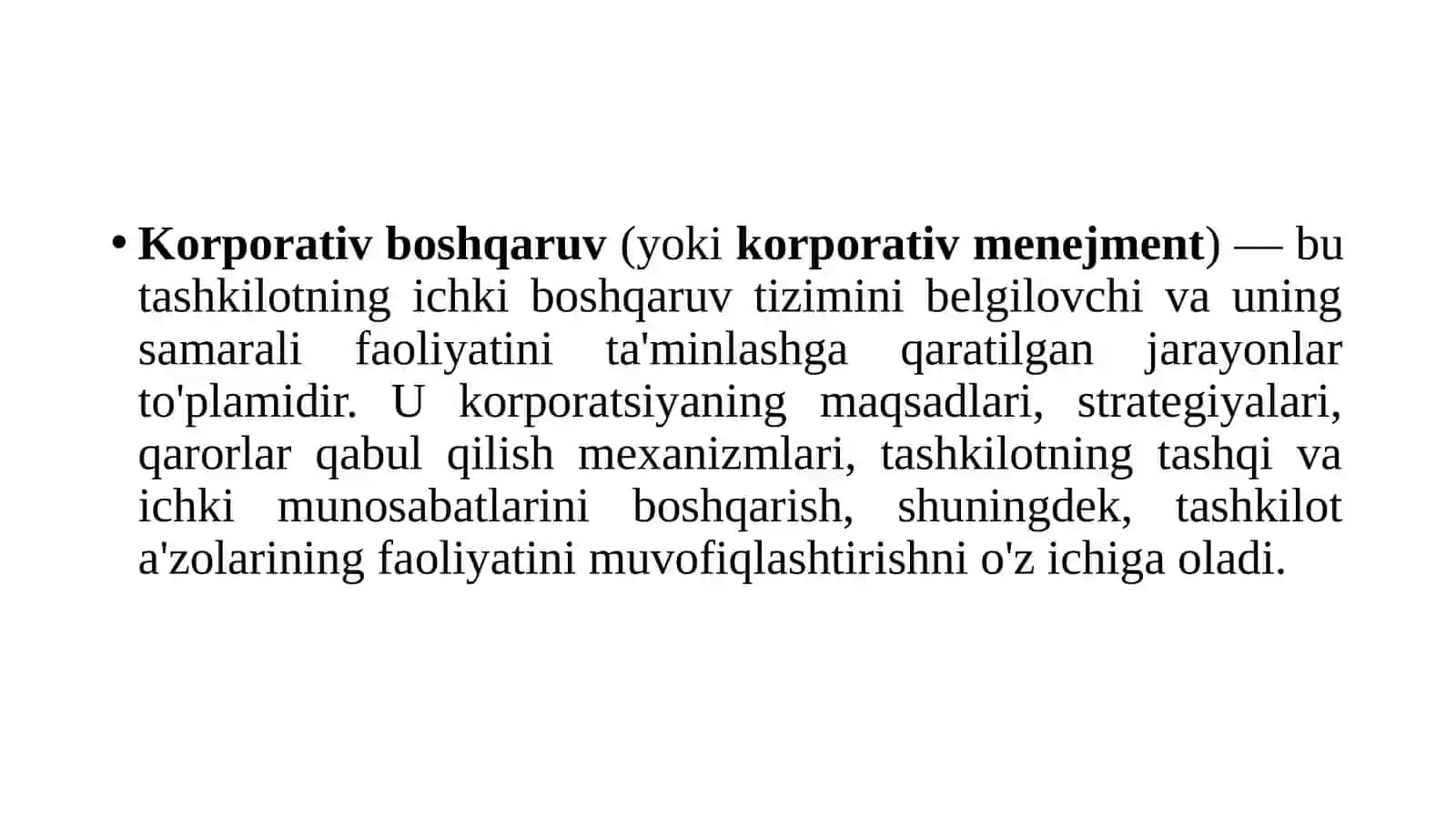 Коrporativ boshqaruv tizimi davlatiga tavaqqalchiliklar 2