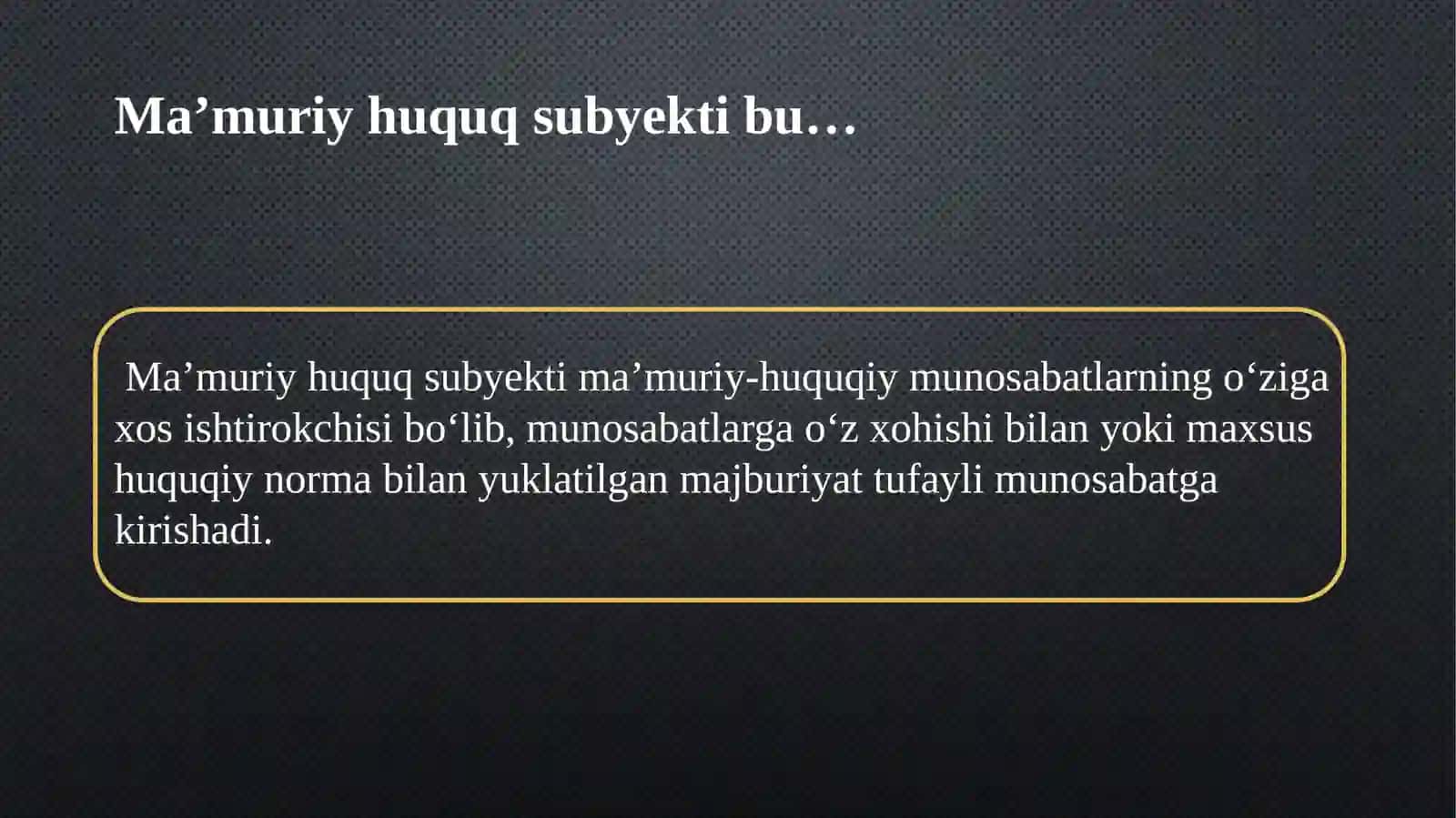 MA’MURIY HUQUQ SUBYEKTLARI VA MANBALARI 2