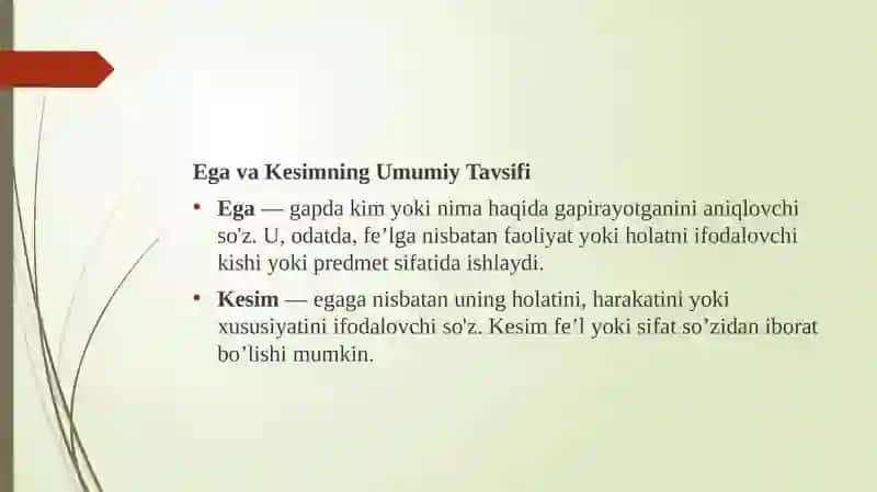 Ega va Kesimning Uslubiy Tavsifi 2