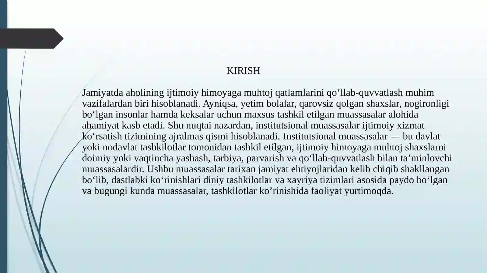 INSTITUTSIONAL MUASSASA TUSHUNCHASI TURLARI FAOLIYAT YURITISH TARTIBI (DASTLABKI INSTITUTSIONAL MUASSASALAR) 2