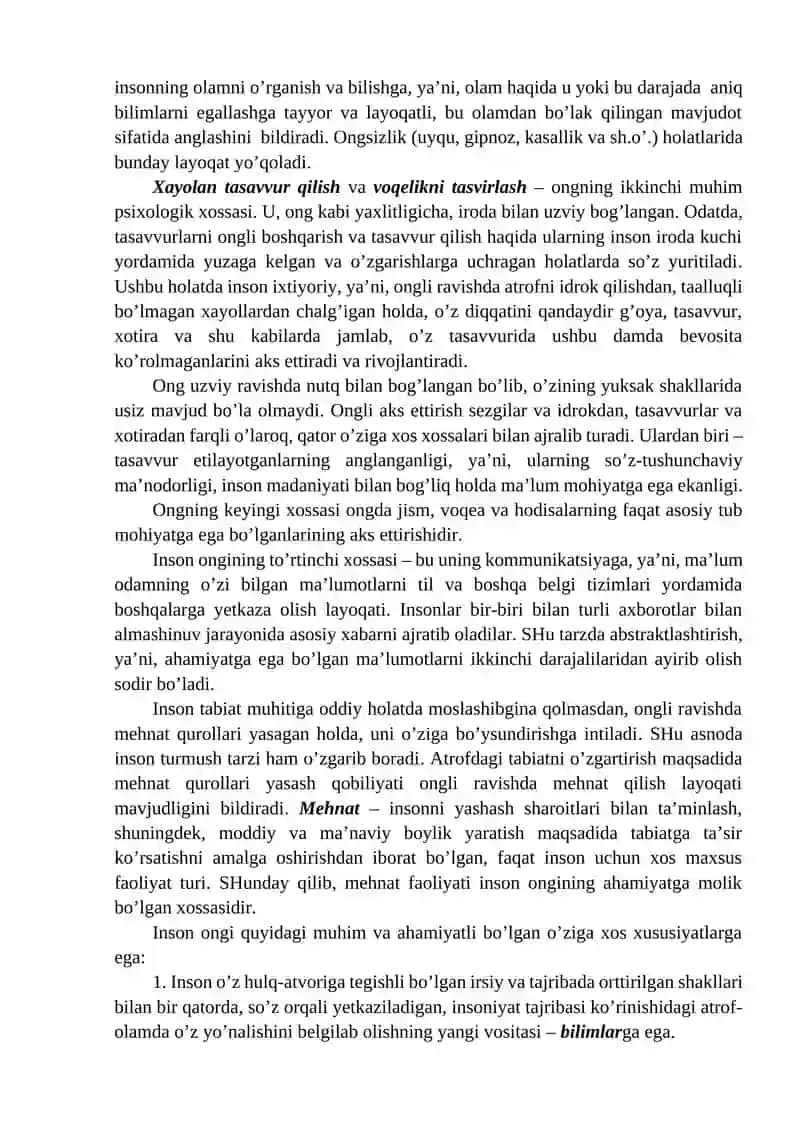 Ong taraqqiyoti va ongsizlik 2