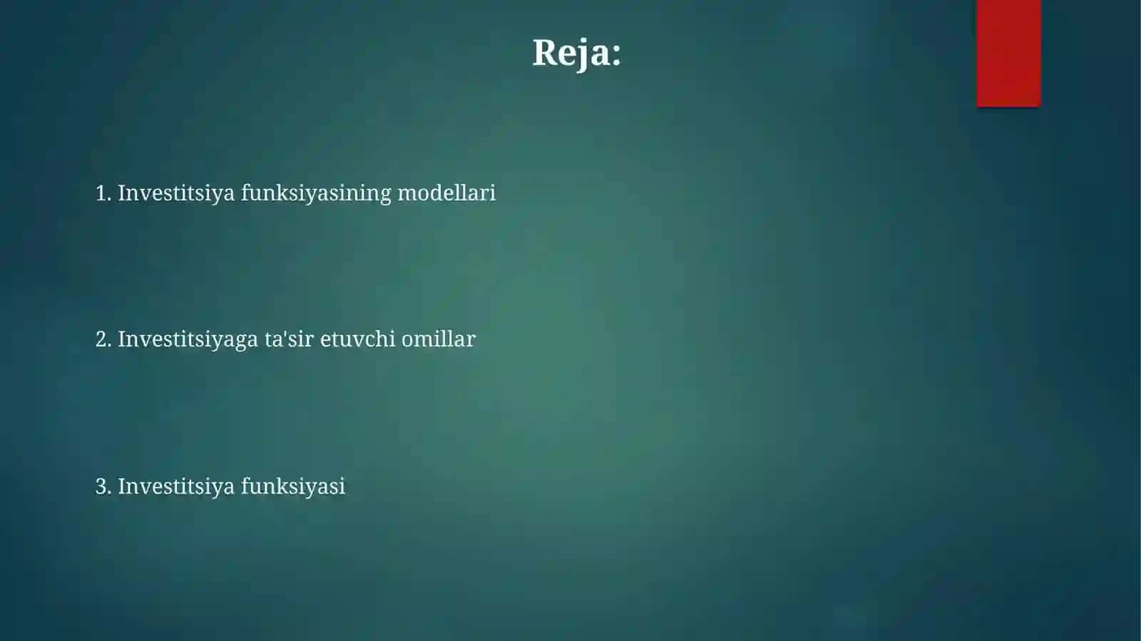 Investitsiya funksiyasiva omillari 2