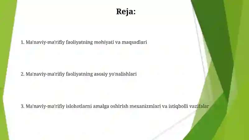 Ma'naviy-ma'rifiy faoliyatning mohiyati va asosiy yo'nalishlari 2