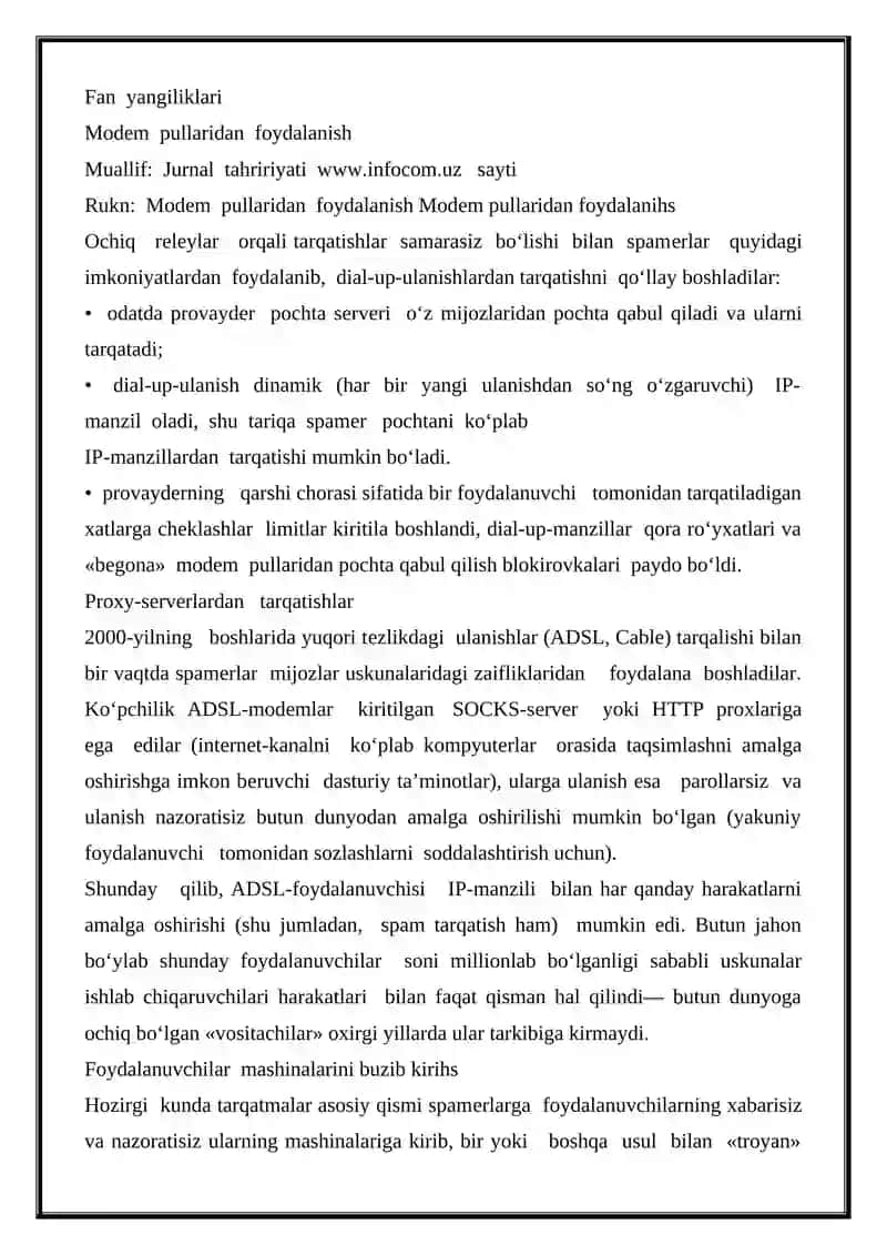 Spam tarqatish mеtodlari evolyutsiyasi 2