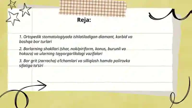 Ortopedik stomatologiyada charxlash uchun ishlatiladigan borlar 2