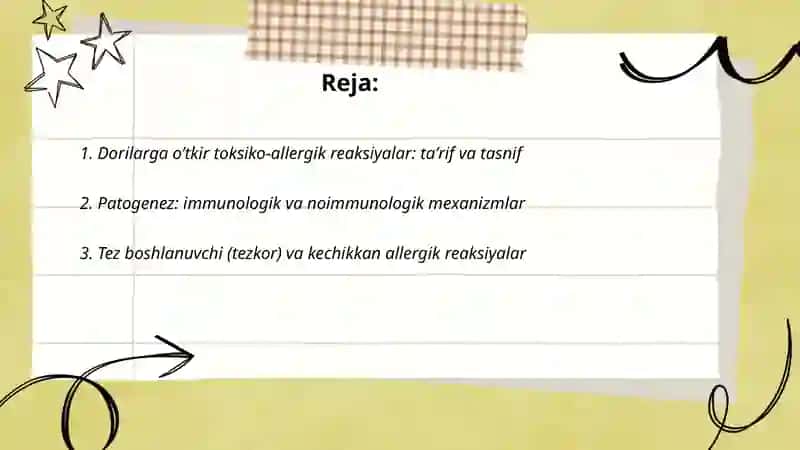 Dorilarga o’tkir toksiko- allergik reaksiyalar 2