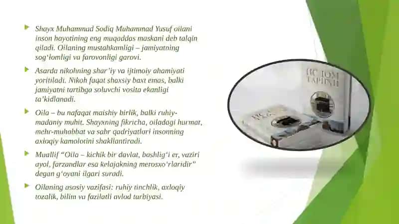 Shayx Muhammad Sodiq Muhammad Yusufning Baxtiyor oila asarida islom qadriyatlarining talqini 2