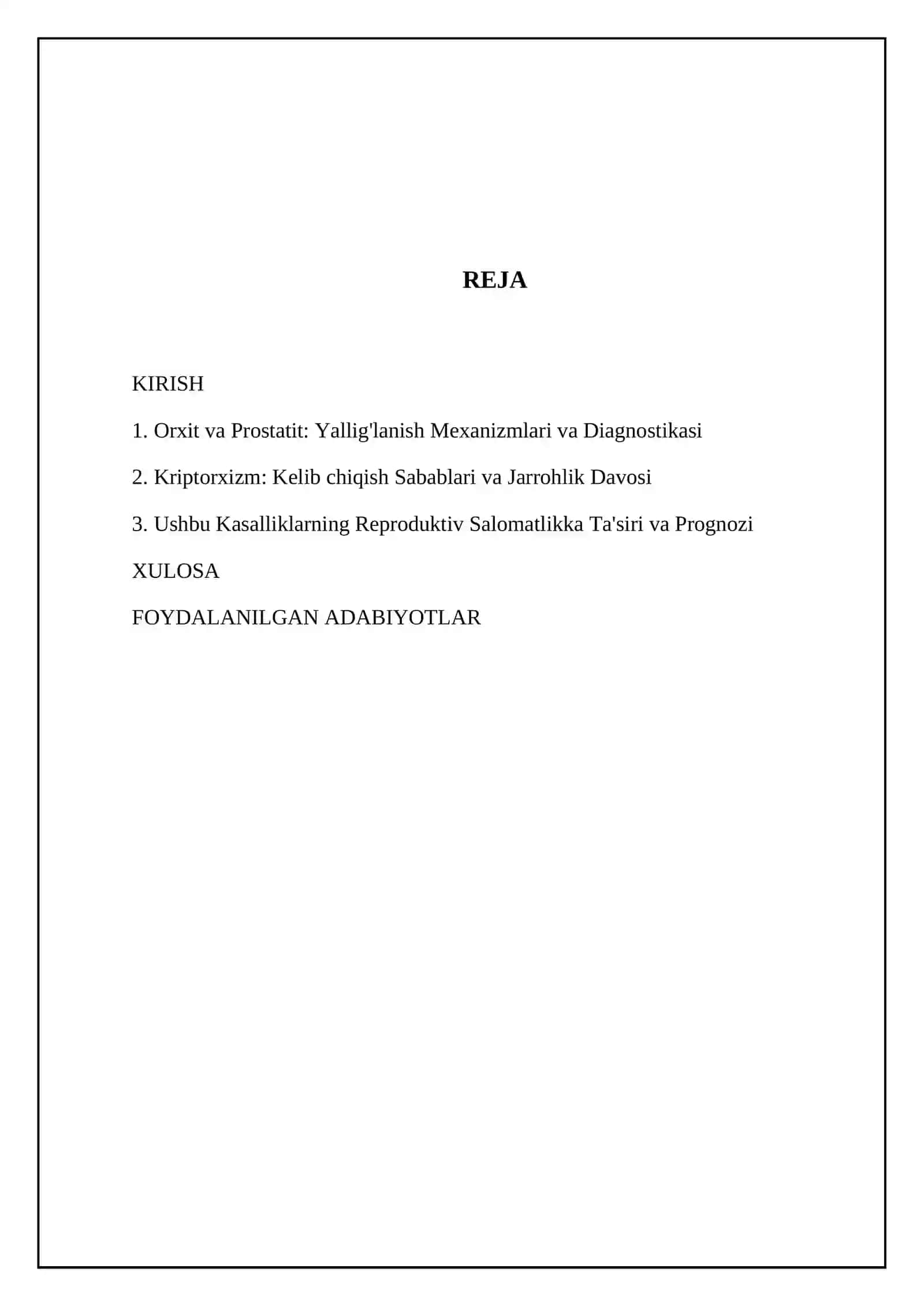 Orxit, Prostatit, Kriptorxizm 2