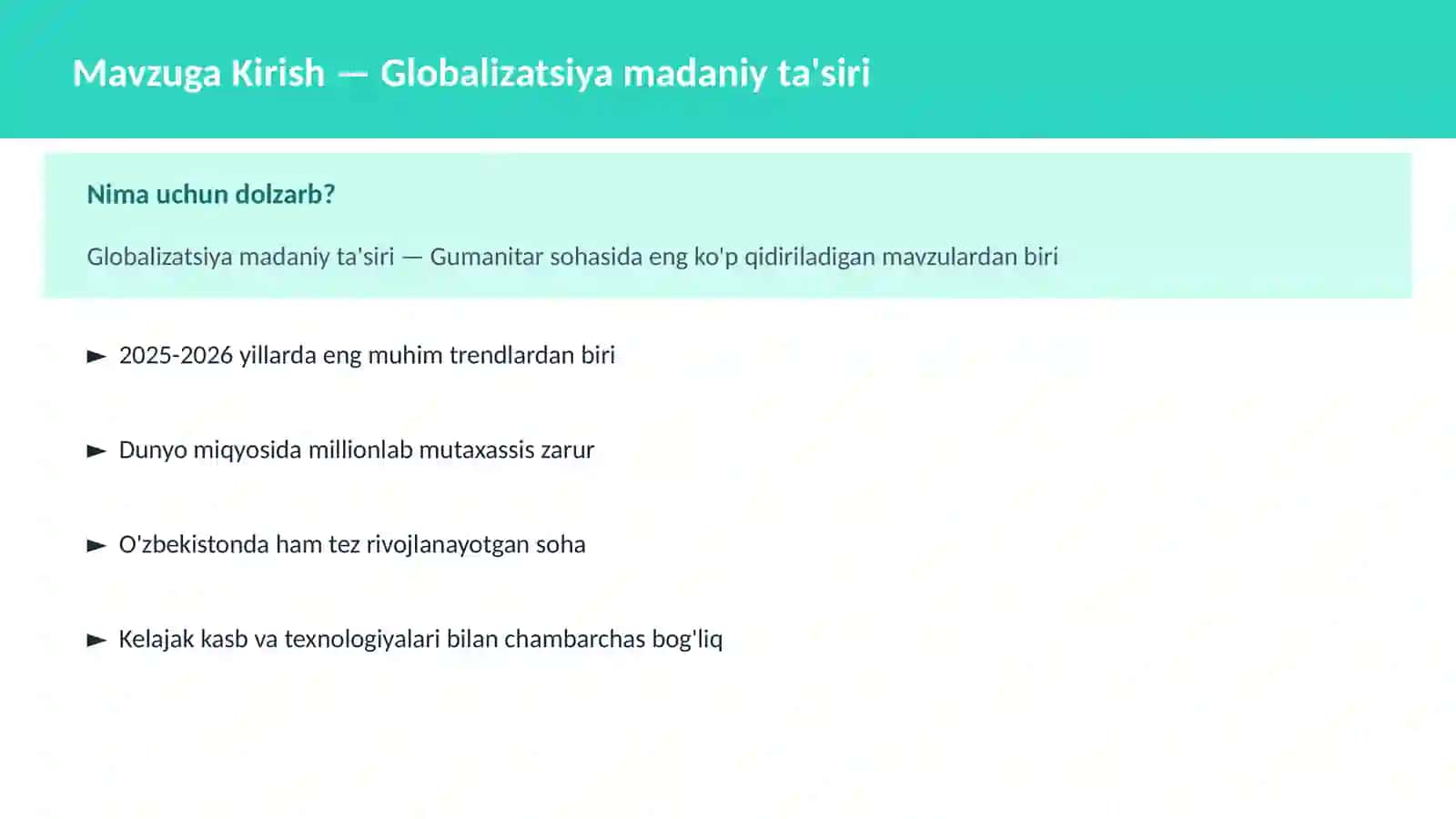 Globalizatsiya madaniy ta'siri 2
