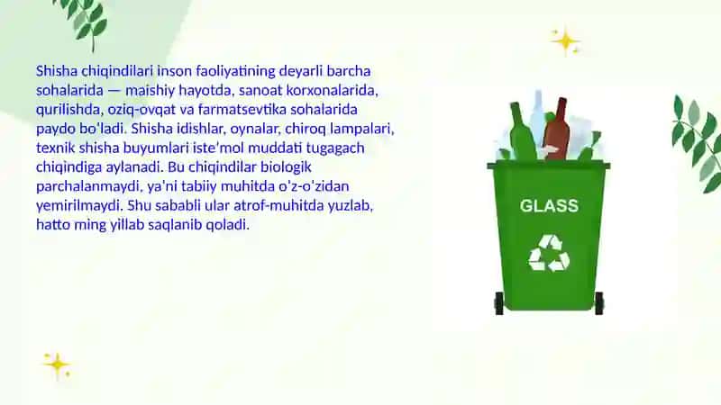 Shisha chiqindilarini qayta ishlash texnologiyalari 2