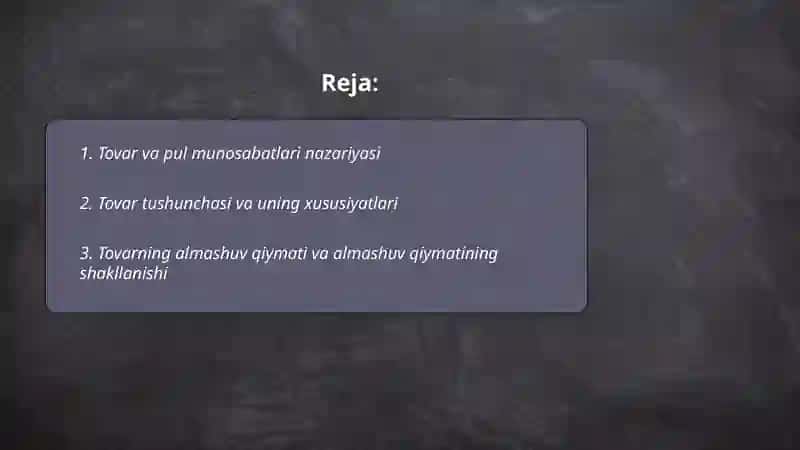 Tovar va pul munosabatlari 2