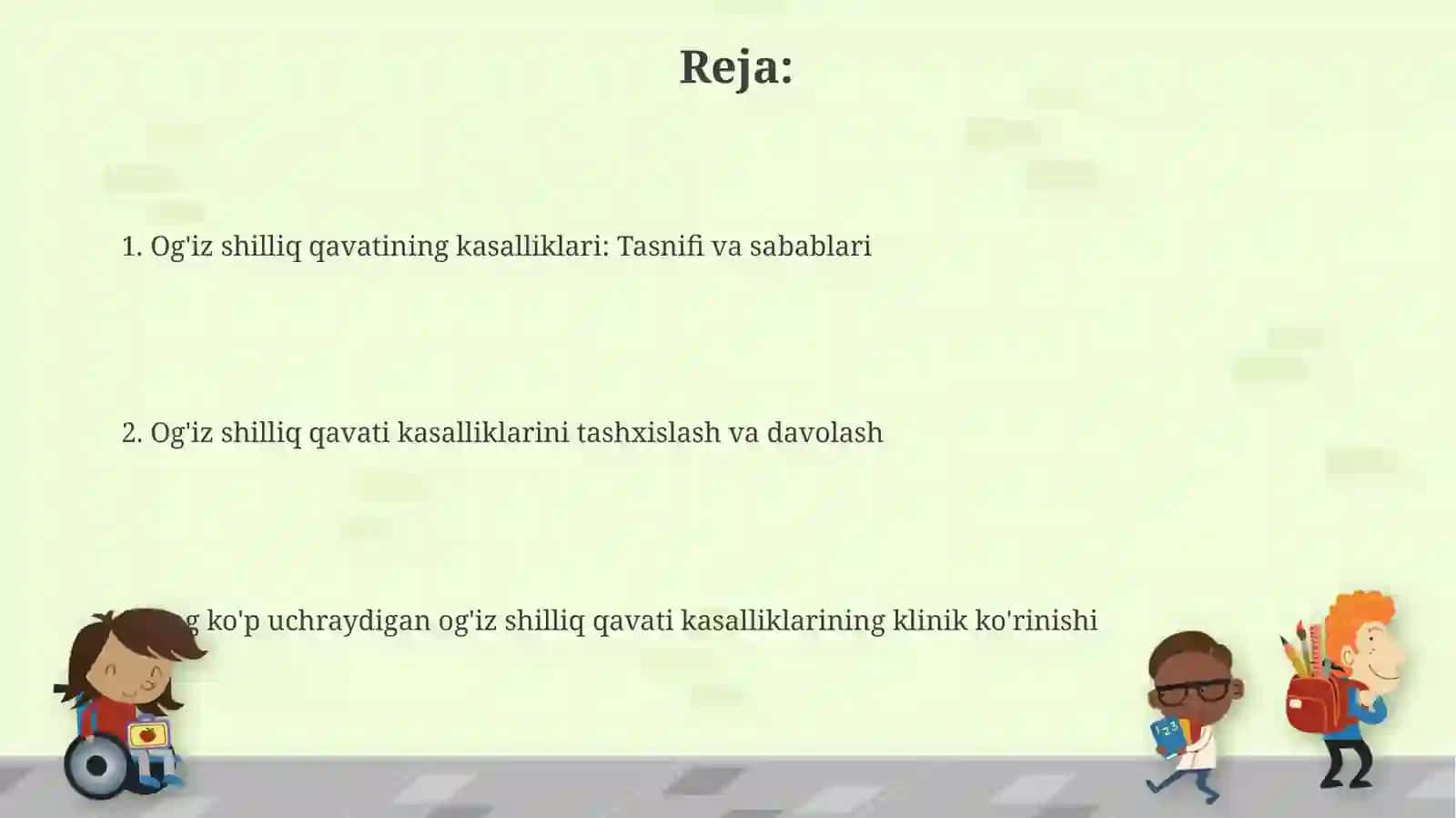 Og'iz boʻshlig'i shilliq qavatining kassaliklari 2