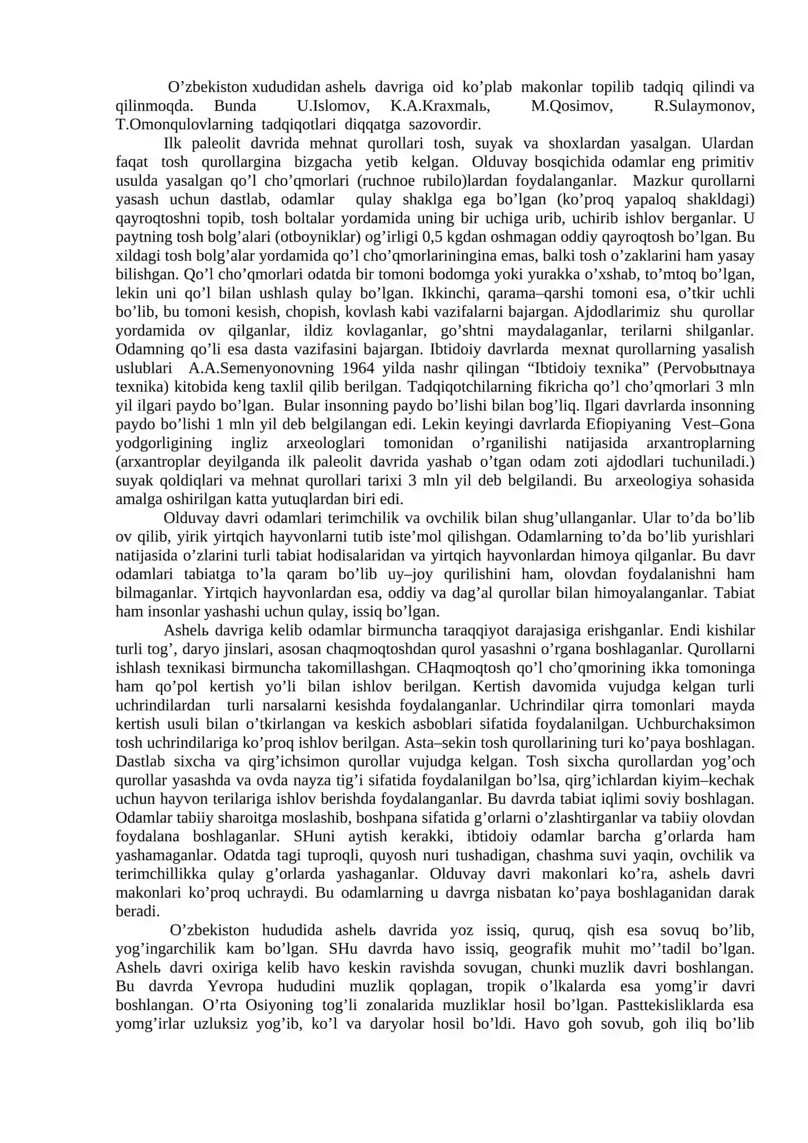 Paleolit davri xususiyatlari 2