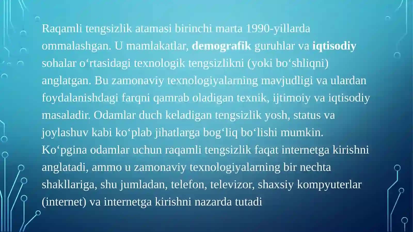 Raqamli tengsizlik va raqamli texnologiyalar 2