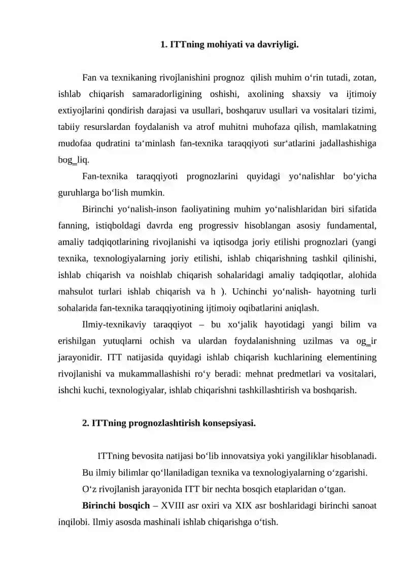 ILMIY-TEXNIKAVIY POTENSIALNI PROGNOZLASH 2