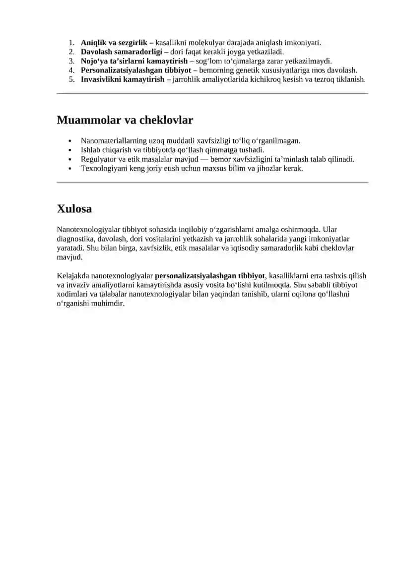 NANOTEXNOLOGIYALAR TIBBIYOTDA 2
