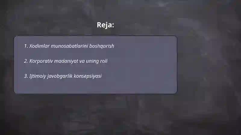 Xodimlar munosabatlari va korporativ ijtimoiy javobgarlik 2