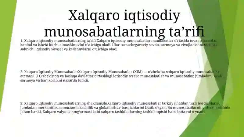 Xalqaro Iqtisodiy Munosabatlar Va Uning Shakllanishi 2