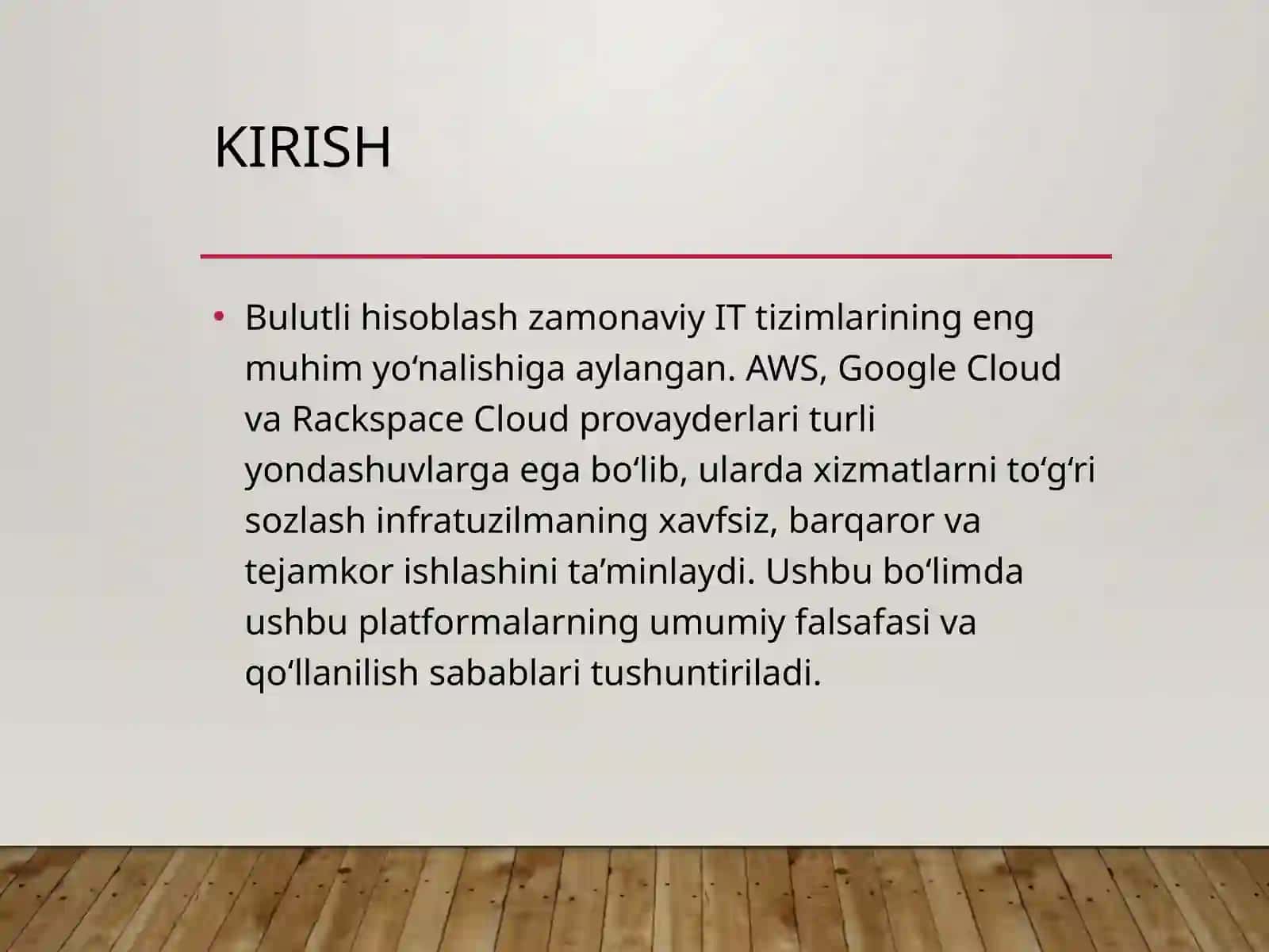 Bulutli hisoblash tizimlari 2