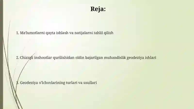 Chiziqli inshootlarni qurish oldidan bajariladigan injener geodezik qidiruv ishlari 2