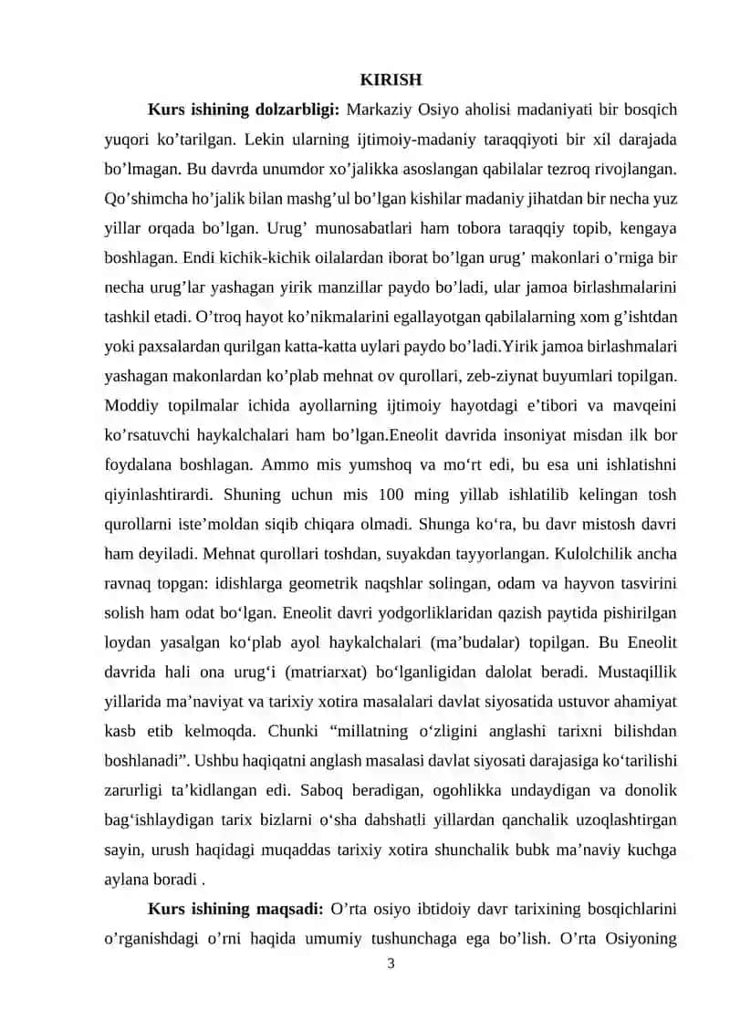 O’rta Osiyo Ibtidoiy Davr Tarixining Bosqichlari 2