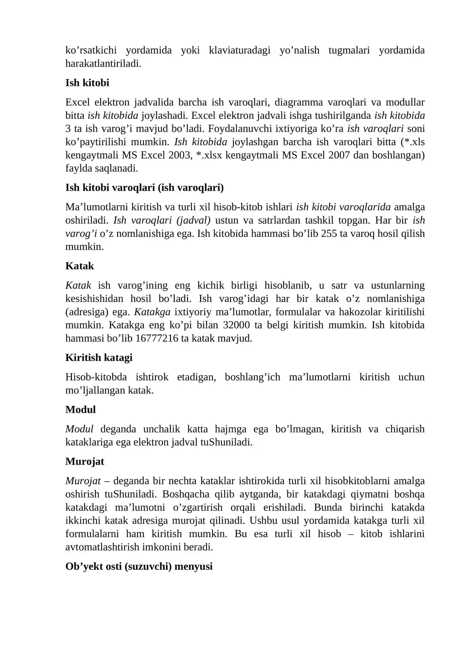 Elektron jadvallardan foydalanish texnologiyalari 2