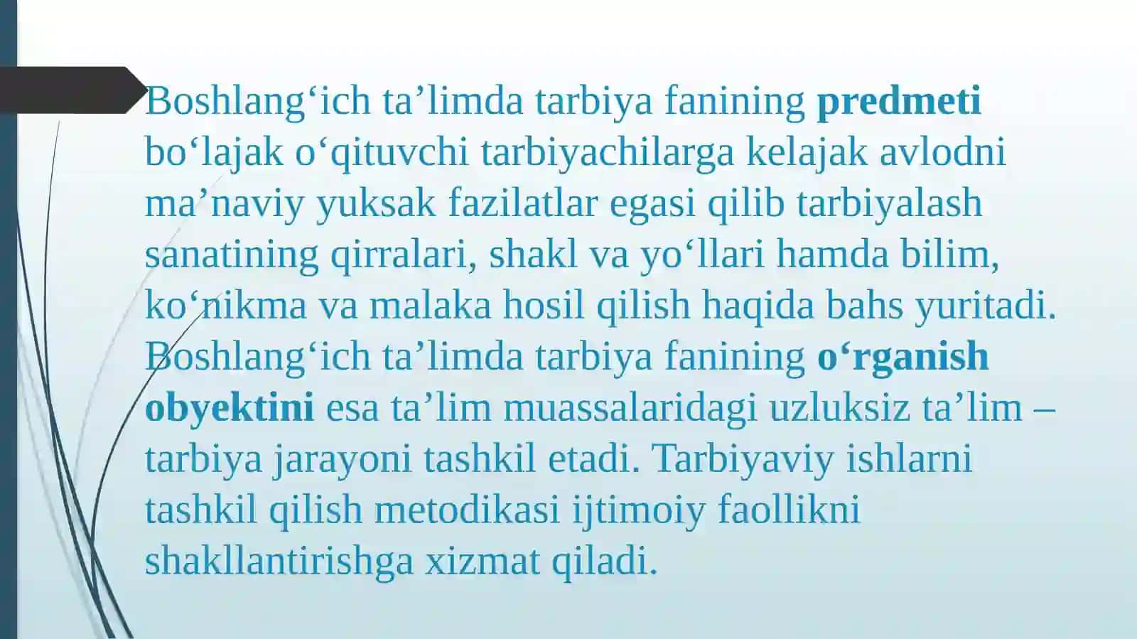 Tarbiyaviy ishlarning maqsadi, vazifalari va yo‘nalishlari.(amaliymashg`ulot) 2