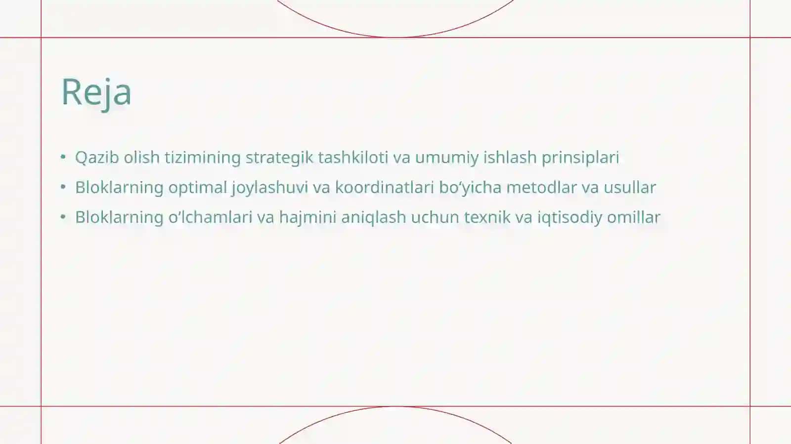 Qazib olish tizimini muofiqlashtirish va bloklarni joylashtirish va uning о‘lchamlarini aniqlash 2