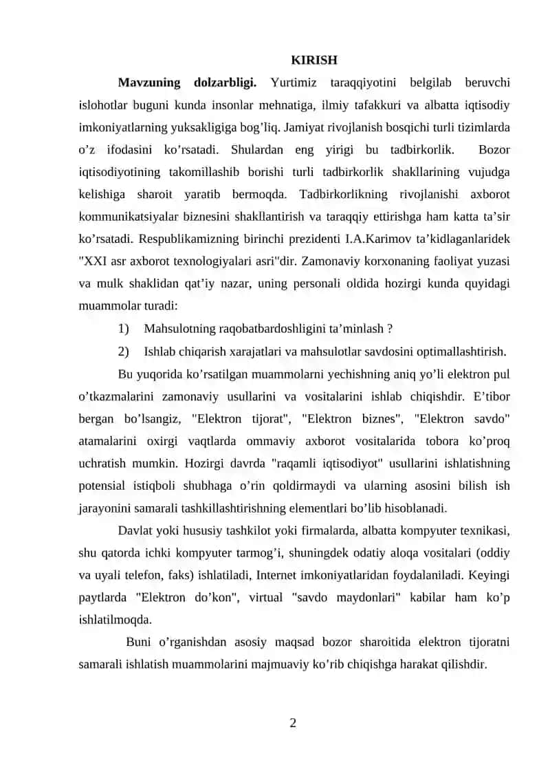 Elektron pul o'tkazmalari tizimi va to'lov tizimlari 2