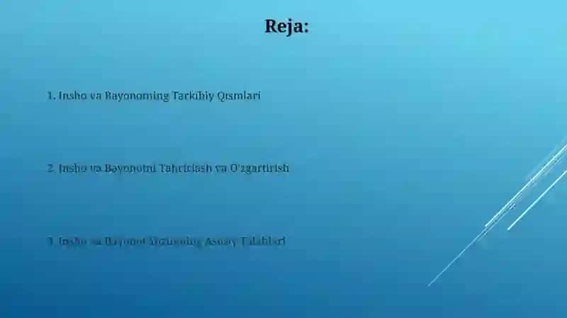Insho va Bayonotning Tarkibiy Qismlari 2
