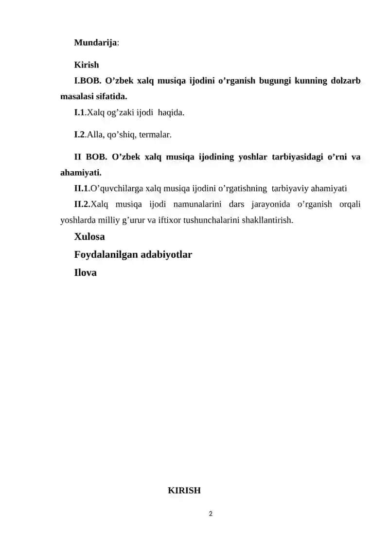 O’quvchilarga xalq musiqa ijodini o’rgatishning 2