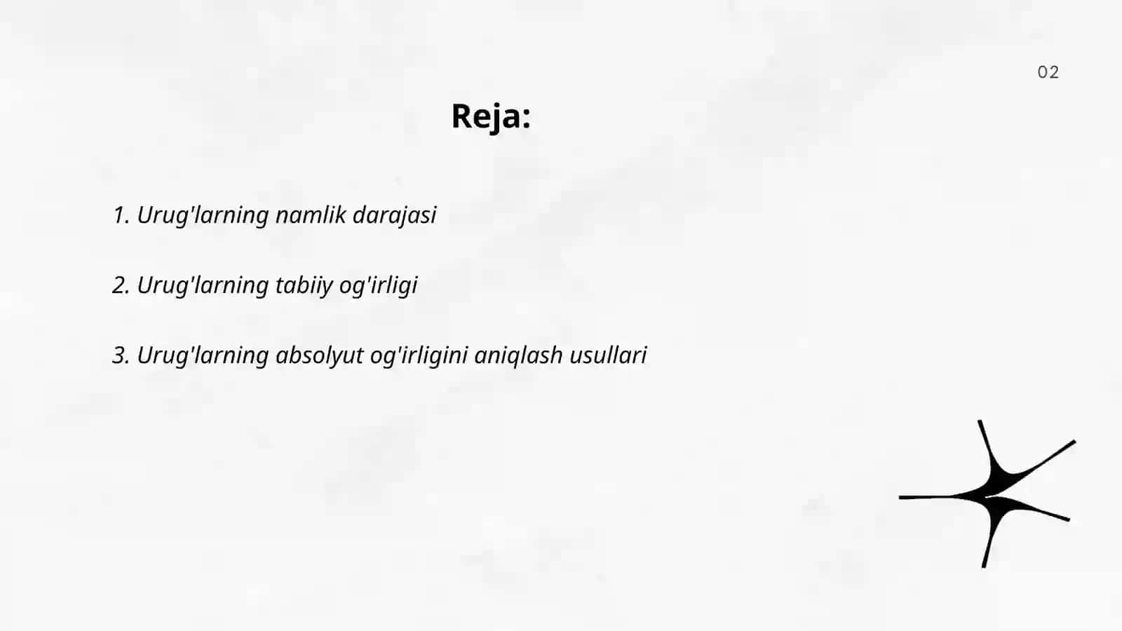 URUGʻLARNING NAMLIGI, tabiiy va absolyut ogʻirligini aniqlash 2