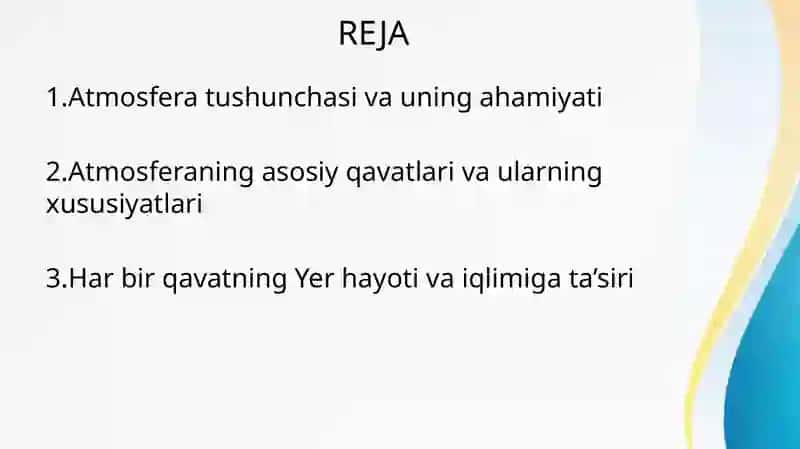 Atmosferaning qavatlariga ta'rif 2
