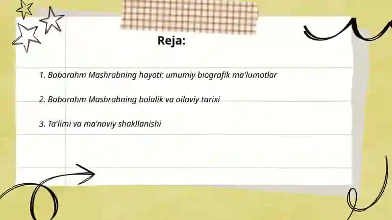 Boborahm Mashrab hayoti va ijodi 2