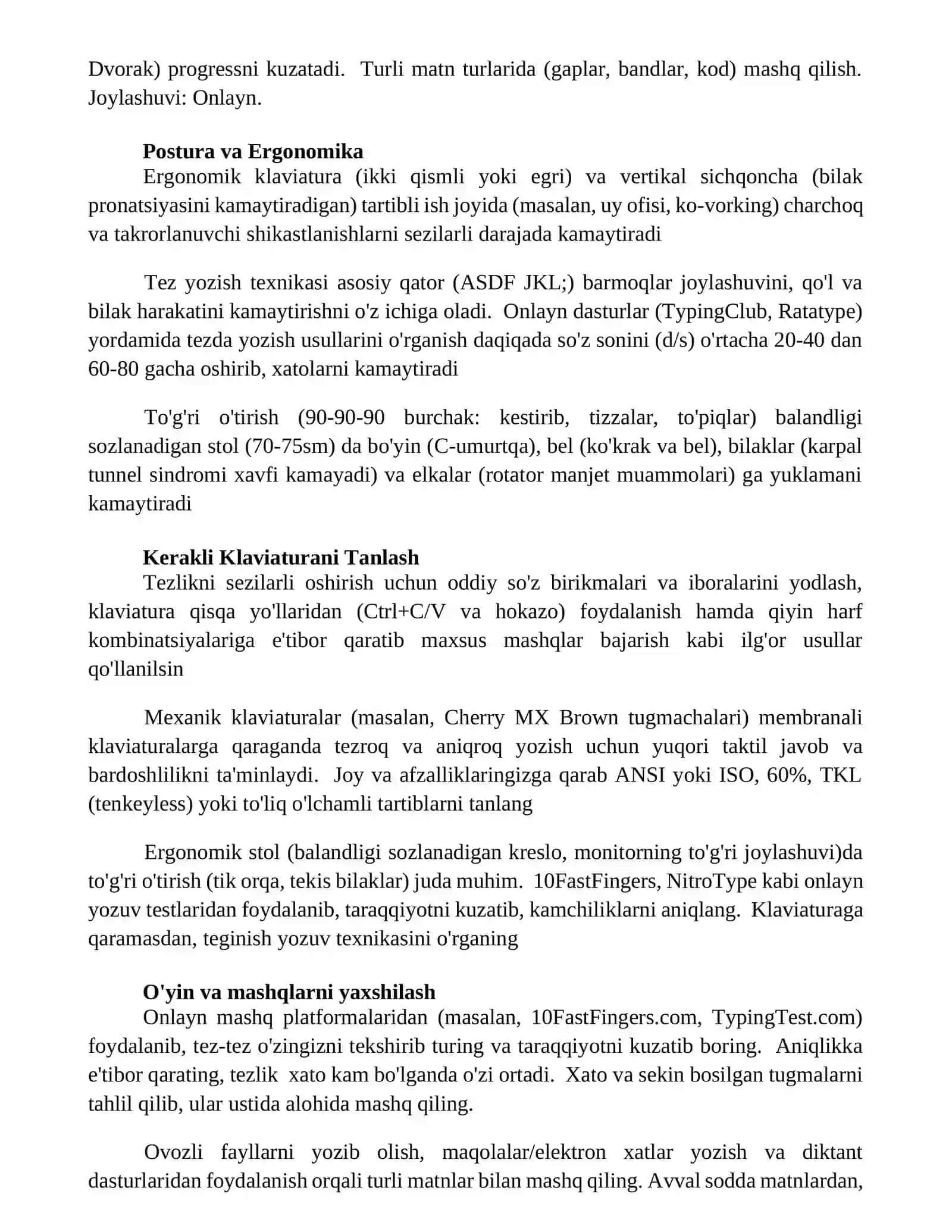 Kompyuterda tez yozish koʻnikmalarini shakllantirish 2