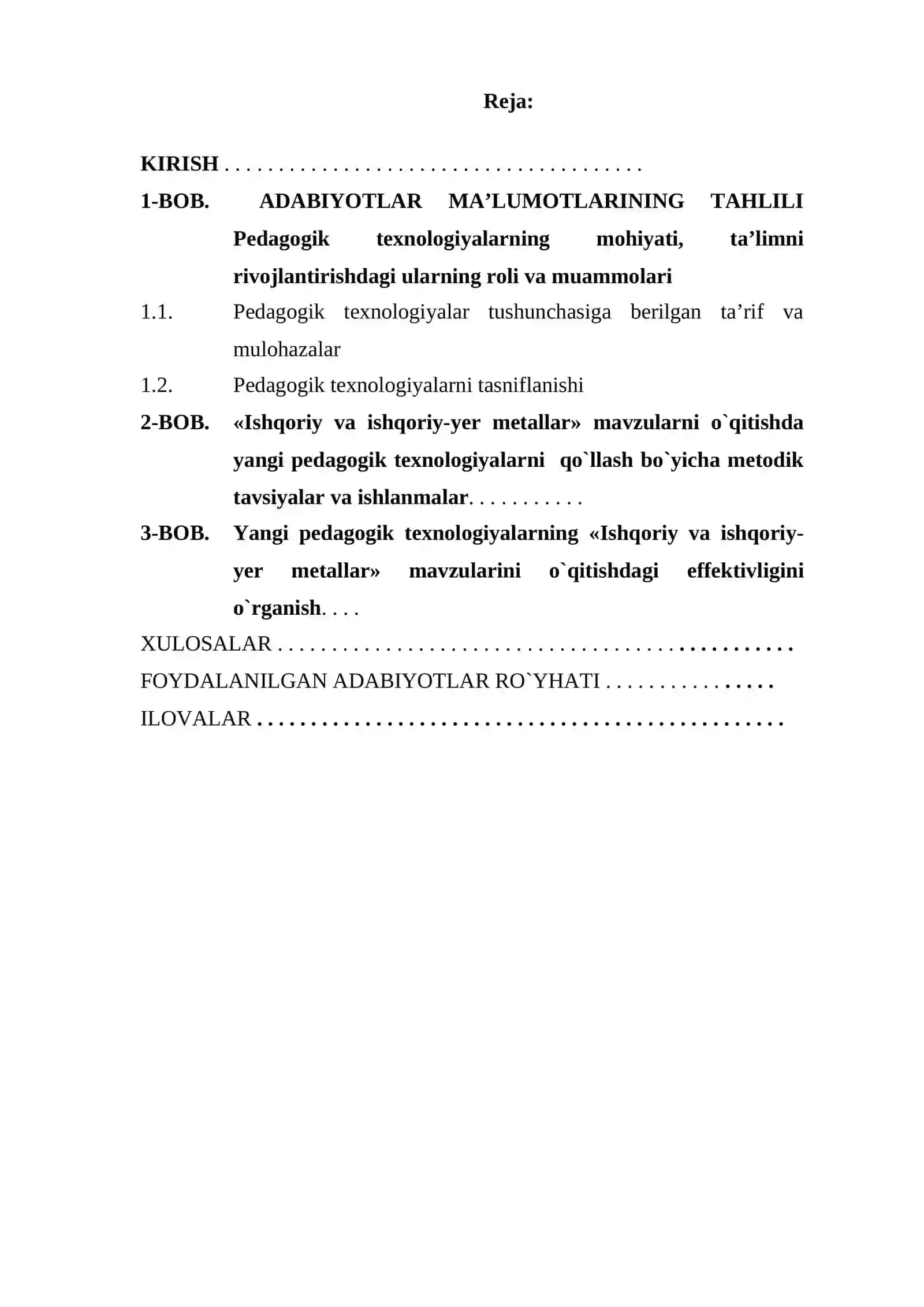 «Ishqоriy va ishqоriy-yеr mеtallar» mavzularini o`qitishda pеdagоgik tехnоlоgiyalarning qo`llanilishi 2