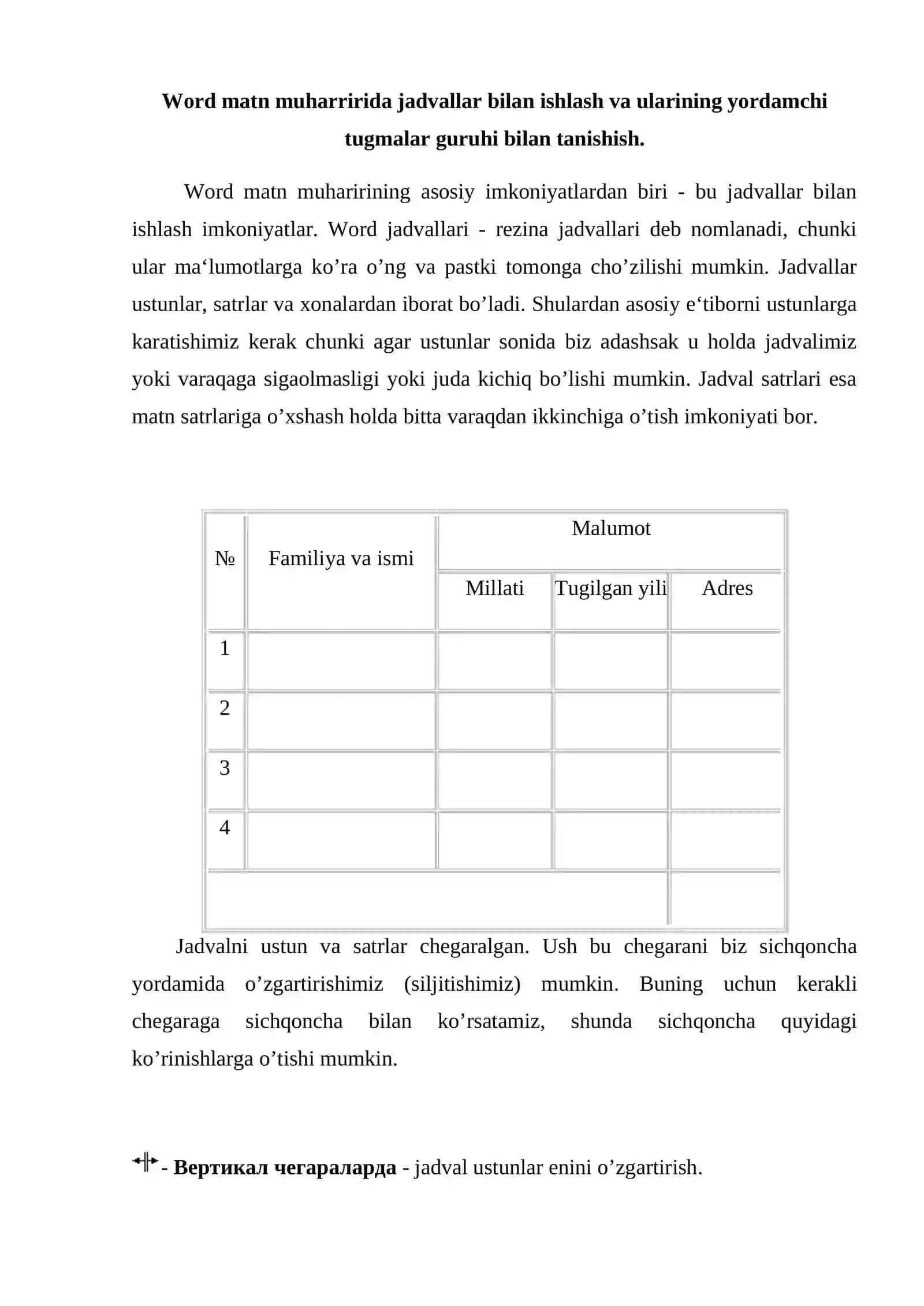 Word matn muharriri va uning menyu punktlari 2