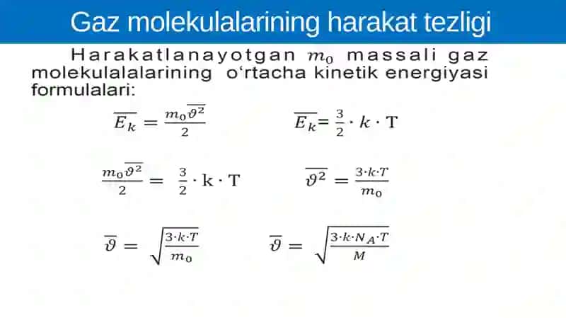 Gaz molekulalarining harakattezligi 2
