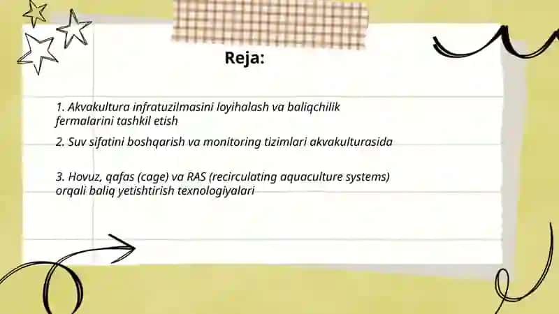 Baliqchilik sohasini rivojlantirish-Akvakultura 2