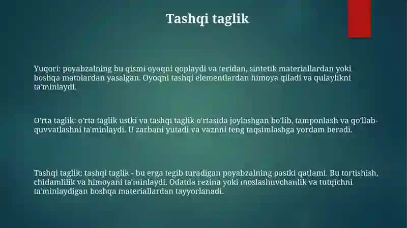Poyabzal Tag Qismining Tuzilishi Va Detallarning Nomlari 2
