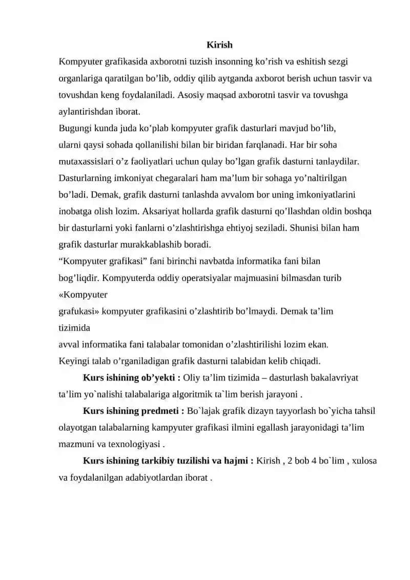 Kompyuter grafikasi turlari va zamonaviy grafik formatlar 2
