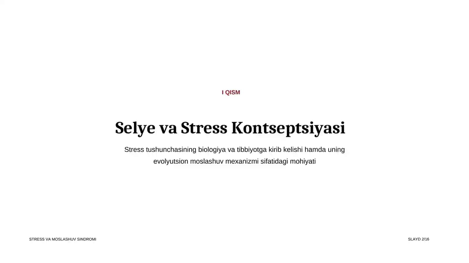 PATOLOGIK FIZIOLOGI YA Stress va Moslashuv Sindromi 2