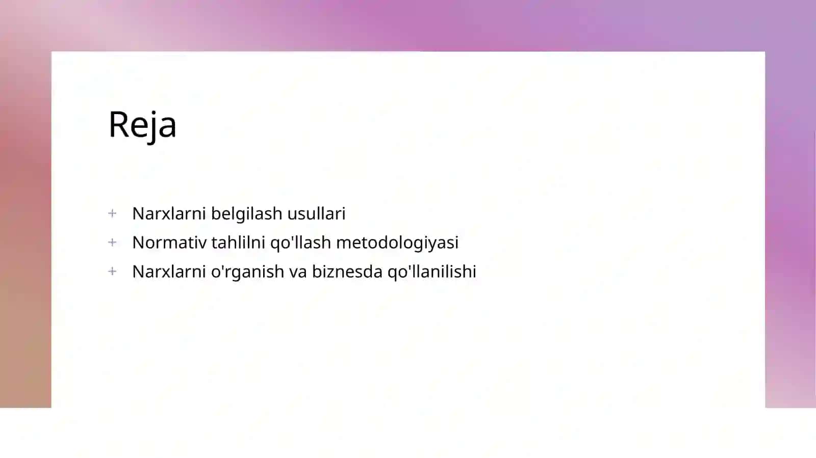 Narxlarni belgilash usullari 2