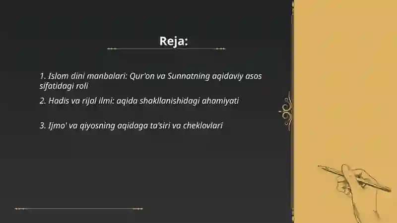 Islom dini manbalari aqidaviy maktablari va ularning hozirgi davrdagi ahamiyati 2