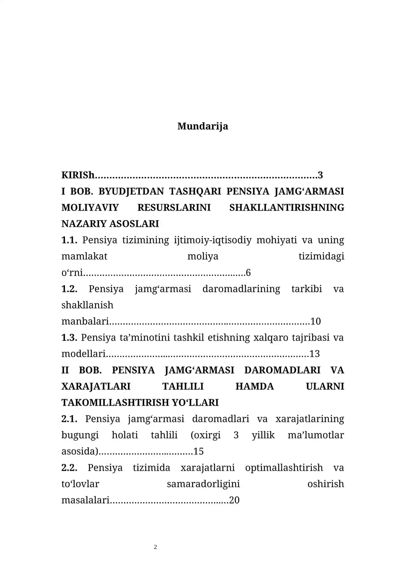 Pensiya jamg’armasining daromadlari va xarajatlari 2
