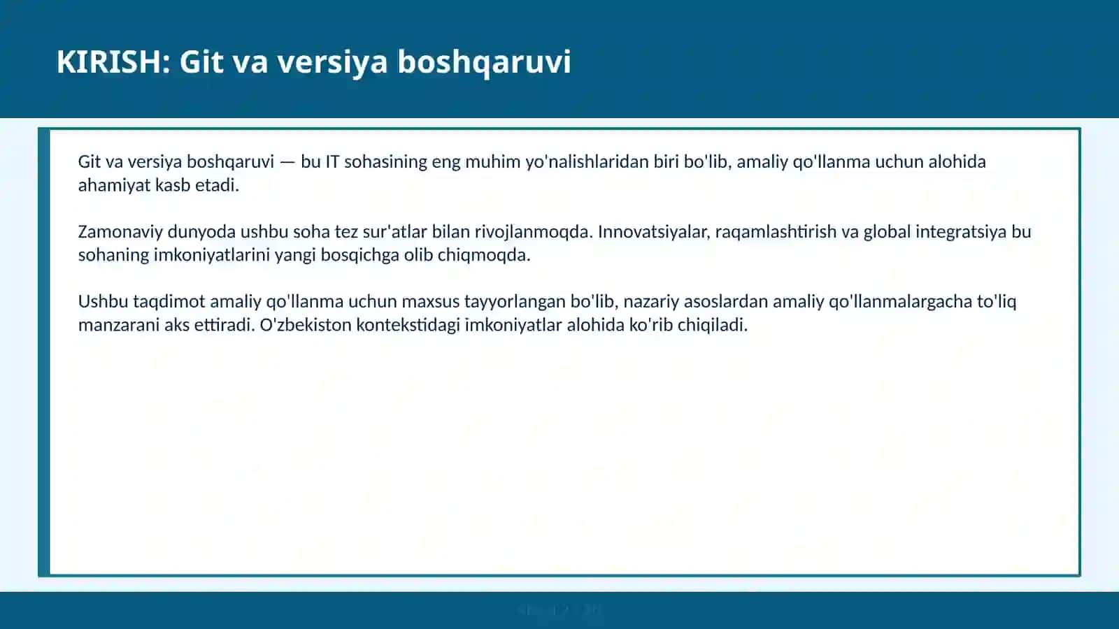 Git va versiya boshqaruv 2