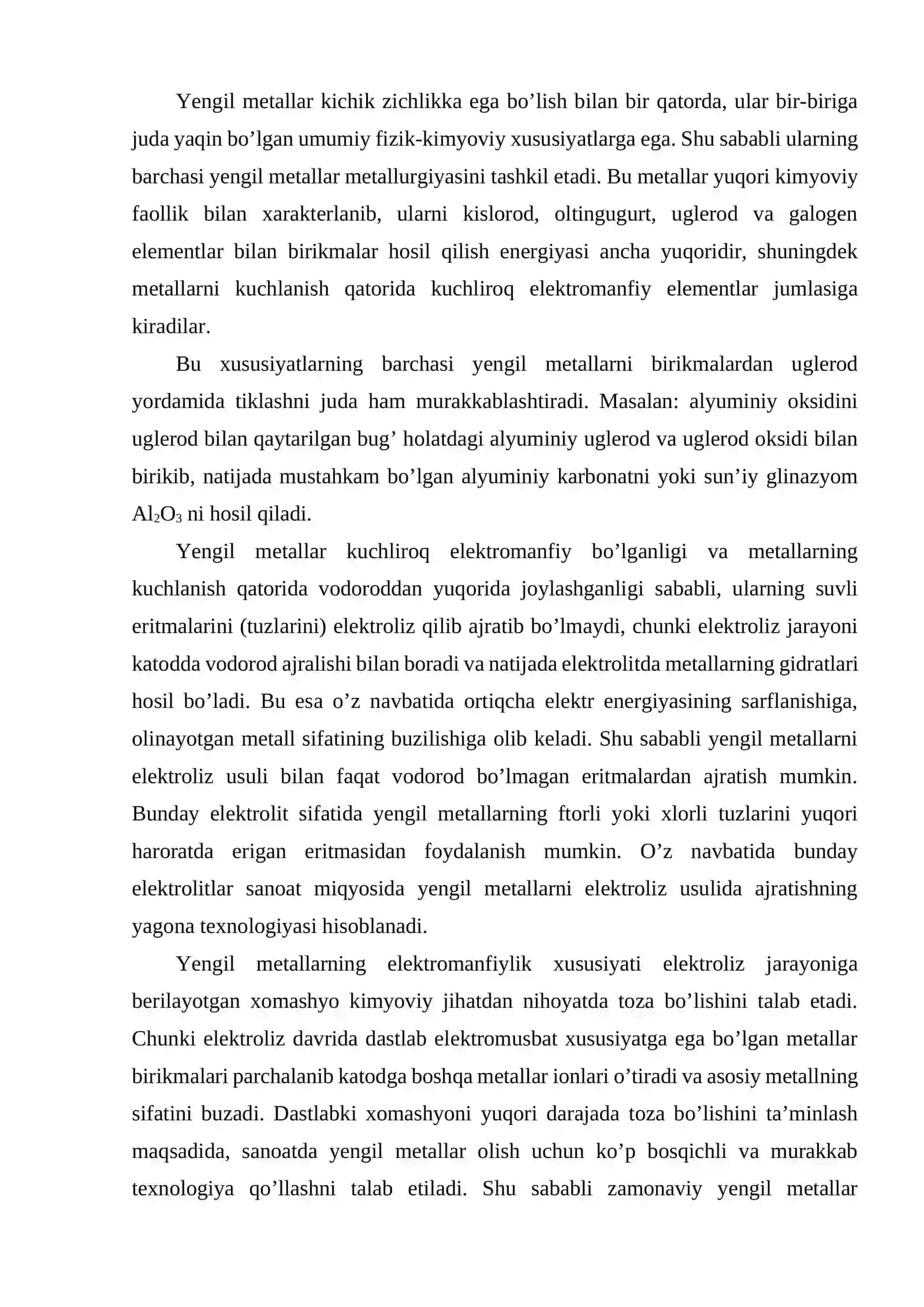 Alyuminiy metallurgiyasining xom ashyo bazasi. Alyuminiyning xususiyatlari, texnikada 2